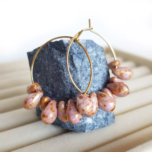 KST725 WBEP Koloczyki wiszące kółeczka i szklane krople Magneska biżuteria 2.webp