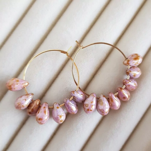 KST725 WBEP Koloczyki wiszące kółeczka i szklane krople Magneska biżuteria 3.webp