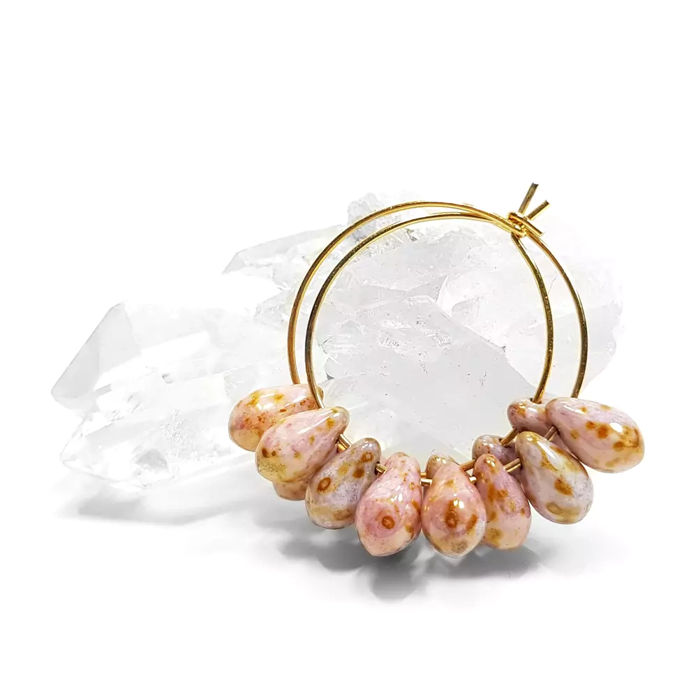 KST725 WBEP Koloczyki wiszące kółeczka i szklane krople Magneska biżuteria.webp