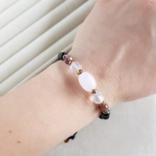 SZN1016 WEBP Bransoletka kwarc różowy, rodochrozyt, czarny turmalin i lawa wulkaniczna Magneska biżuteria 4.webp