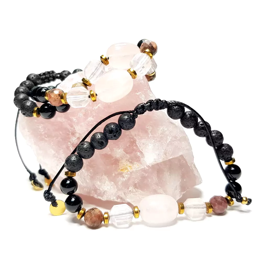 SZN1016 WEBP Bransoletka kwarc różowy, rodochrozyt, czarny turmalin i lawa wulkaniczna Magneska biżuteria.webp