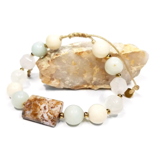 SZN1042 WEBP Bransoletka Bohemian z opalem i amazonitem Magneska biżuteria.webp