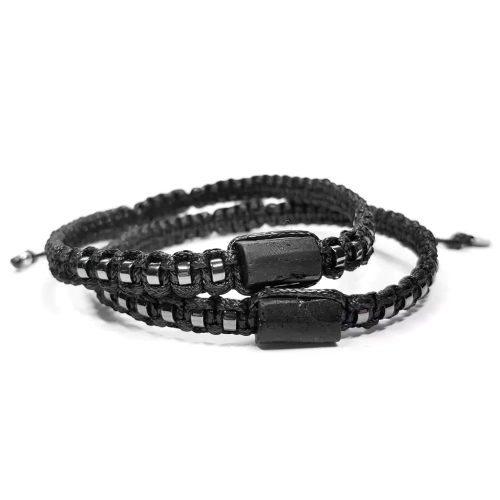 MES321 WEBP Męska bransoletka makramowa czarny turmalin i hematyt  bransoletka ochronna v.3 Magneska biżuteria.webp