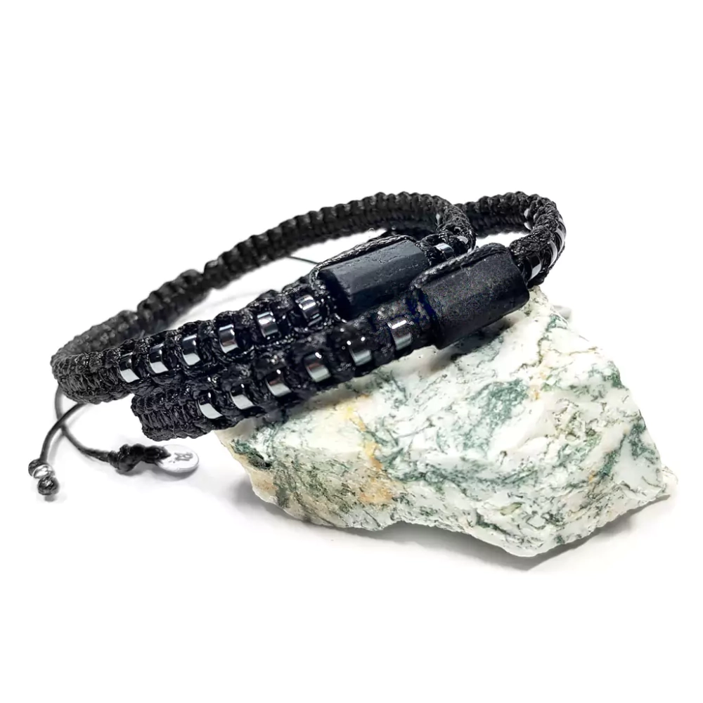 MES321 WEBP Męska bransoletka makramowa czarny turmalin i hematyt  bransoletka ochronna v.3 Magneska biżuteria 2.webp