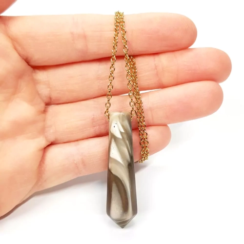 NAW955 WEBP Naszyjnik unikat krzemień pasiasty sopel złota stal chirurgiczna Magneska biżuteria z kamieni naturalnych 3.webp