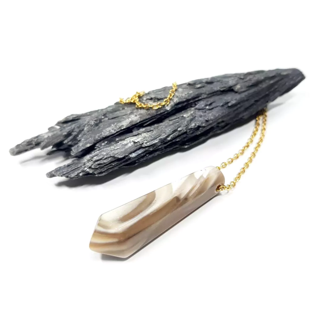 NAW955 WEBP Naszyjnik unikat krzemień pasiasty sopel złota stal chirurgiczna Magneska biżuteria z kamieni naturalnych 2.webp