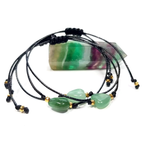 SZN1058 WEBP Bransoletka awenturyn zielony serduszko i hematyt na czarnym sznurku Magneska biżuteria z kamieni naturalnych.webp