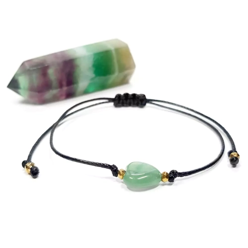 SZN1058 WEBP Bransoletka awenturyn zielony serduszko i hematyt na czarnym sznurku Magneska biżuteria z kamieni naturalnych 2.webp