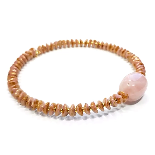 NAW966 WEBP Naszyjnik kwarc różowy, hematyt i szklane koraliki Magneska biżuteria 2.webp