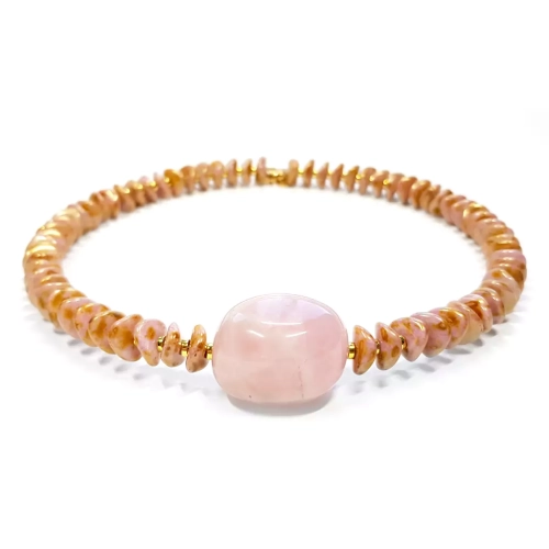 NAW966 WEBP Naszyjnik kwarc różowy, hematyt i szklane koraliki Magneska biżuteria.webp