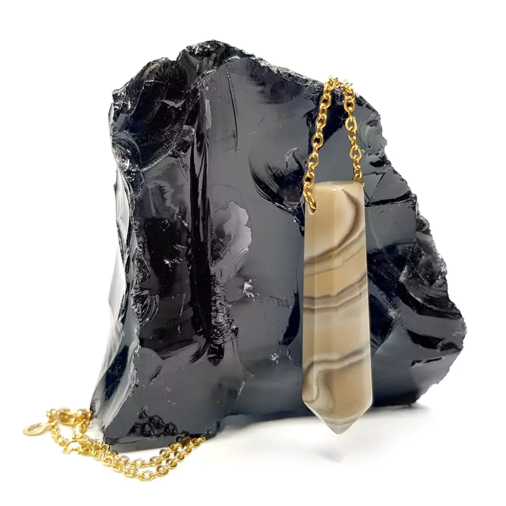 NAW970 WEBP Naszyjnik unikat krzemień pasiasty sopel złota stal chirurgiczna v.2.webp