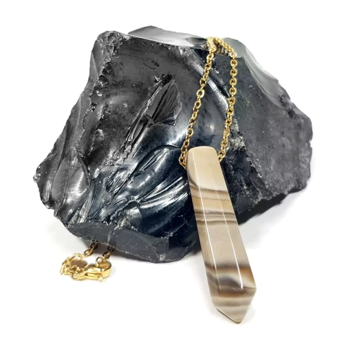 NAW970 WEBP Naszyjnik unikat krzemień pasiasty sopel złota stal chirurgiczna v.2 2.webp