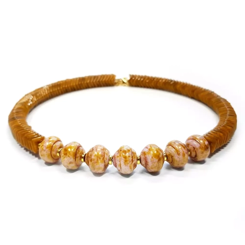 NAW972 WEBP Verre naszyjnik choker unikat hematyt i szklane koraliki Magneska biżuteria.webp