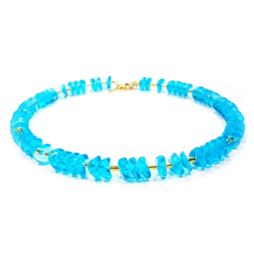 NAW973 WBEP Naszyjnik niebieski choker szkło i hematyt Magneska biżuteria.webp