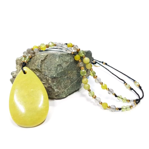 NAW975 WEBP Naszyjnik unikat regulowany jadeit, peridot, labradoryt i hematyt Magneska biżuteria 2.webp