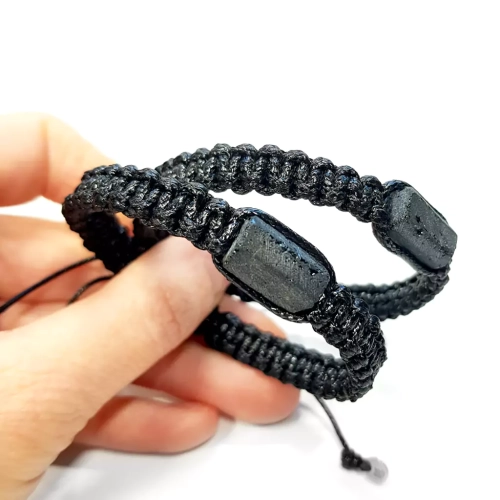 MES322 WEBP Męska bransoletka makramowa czarny turmalin Magneska biżuteria 3.webp