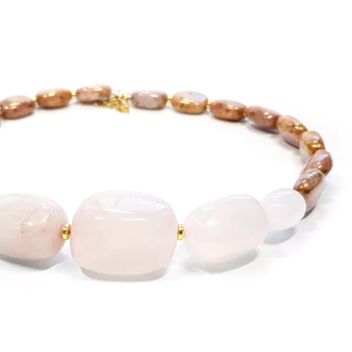 NAW984 WEBP Verre naszyjnik choker unikat kwarc różowy, hematyt i szklane koraliki v.3 Magneska biżuteria 2.webp