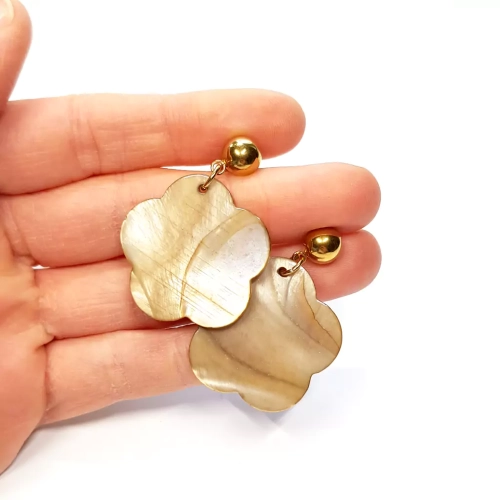 KST763 WEBP Kolczyki wiszące złociste kwiatki na złotych sztyftach stal chirurgiczna  Magneska  2.webp