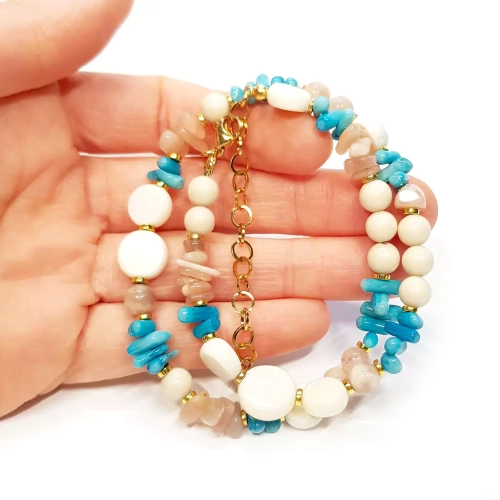 NAW1011 WEBP Naszyjnik unikat choker kamień słoneczny, koral, kamień rzeczny i hematyt v.2 Magneska 3.webp