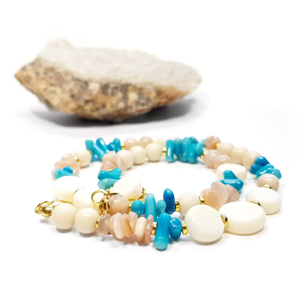 NAW1011 WEBP Naszyjnik unikat choker kamień słoneczny, koral, kamień rzeczny i hematyt v.2 Magneska 2.webp