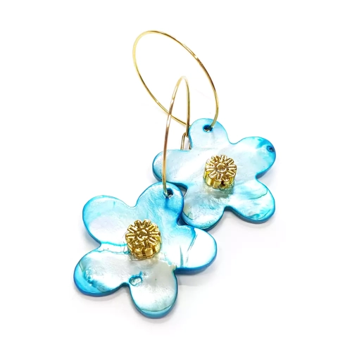 KST766 WEBP Kolczyki wiszące kwiatki hematyt Magneska.webp