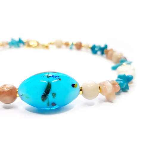 NAW1012 WEBP Naszyjnik unikat choker kamień słoneczny, koral, kamień rzeczny i hematyt v.3 Magneska 2.webp