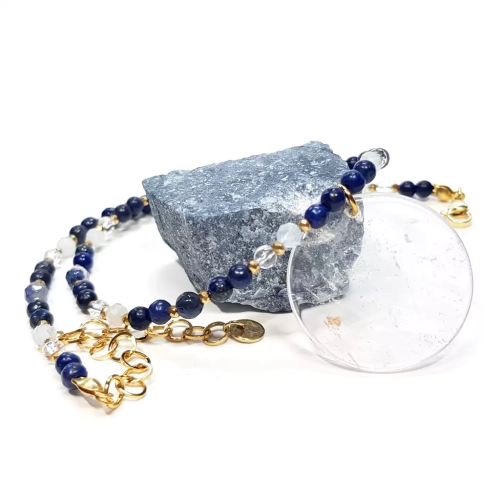 NAW1016 WEBP Naszyjnik unikat choker kryształ górski, lapis lazuli, akwamaryn i hematyt Magneska biżuteria naszyjniki z kamieni naturalnych.webp