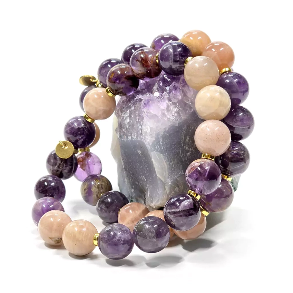 KAM834 WEBP Bransoletka Super Seven, ametyst, kamień słoneczny i hematyt Magneska biżuteria 2.webp