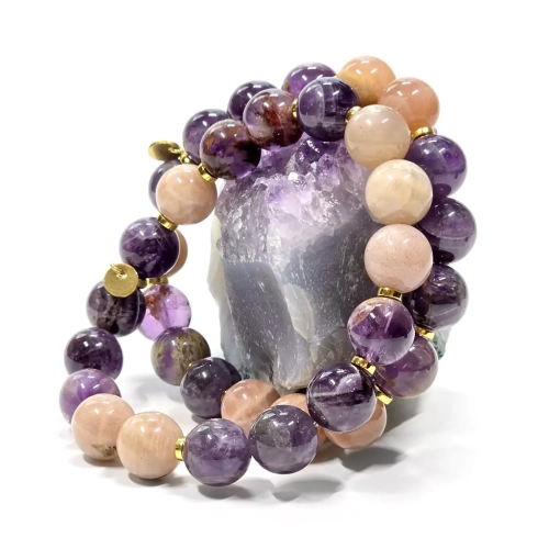 KAM834 WEBP Bransoletka Super Seven, ametyst, kamień słoneczny i hematyt Magneska biżuteria 2.webp