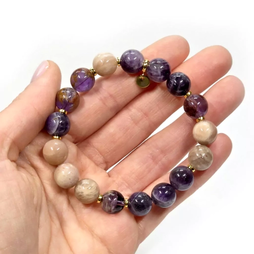 KAM834 WEBP Bransoletka Super Seven, ametyst, kamień słoneczny i hematyt Magneska biżuteria 3.webp