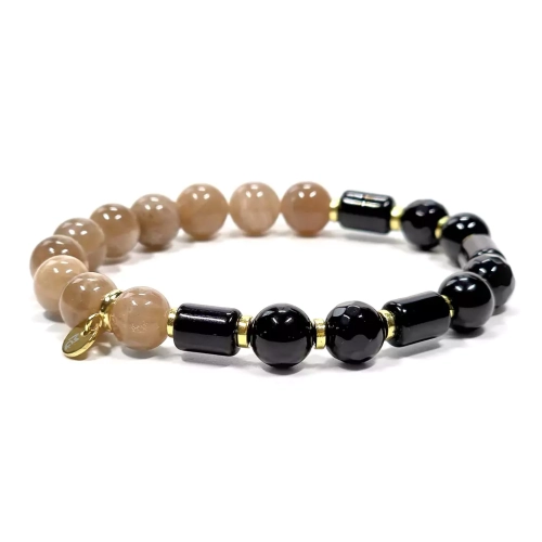 KAM836 WEBP Bransoletka kamień słoneczny, onyks i hematyt Magneska biżuteria 2.webp