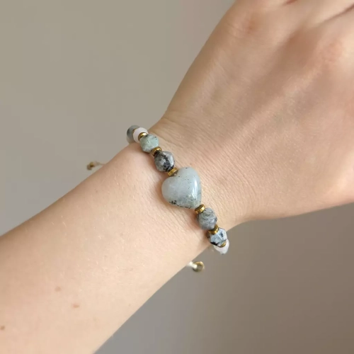 SZN1090 webp Pebbles damska bransoletka labradoryt, jaspis lotus, kwarc różowy, kamień rzeczny i hematyt Magneska 2.webp