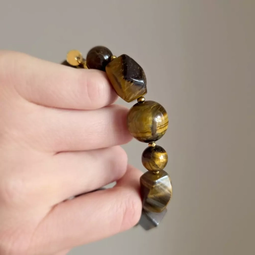 KAM852 webp Bransoletka Bohemian tygrysie oko i hematyt Magneska biżuteria 2.webp