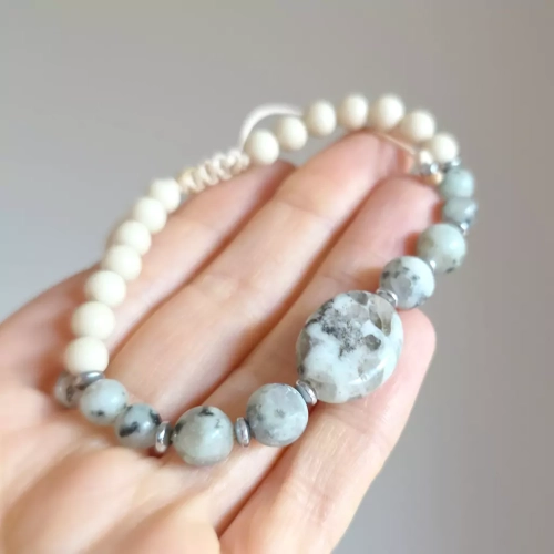 MES328 webp Pebbles męska bransoletka jaspis lotus, kamień rzeczny i hematyt Magneska biżuteria 6.webp