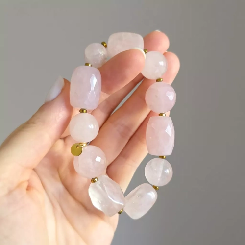 KAM863 webp Bohemian bransoletka unikat kwarc różowy i hematyt Magneska biżuteria 4.webp