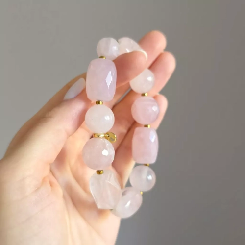 KAM863 webp Bohemian bransoletka unikat kwarc różowy i hematyt Magneska biżuteria 5.webp