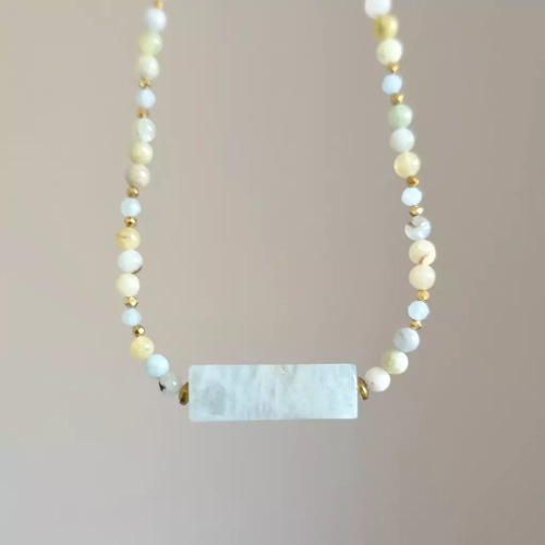 NAW1085 webp Naszyjnik unikat choker akwamaryn i hematyt Magneska biżuteria 2.webp