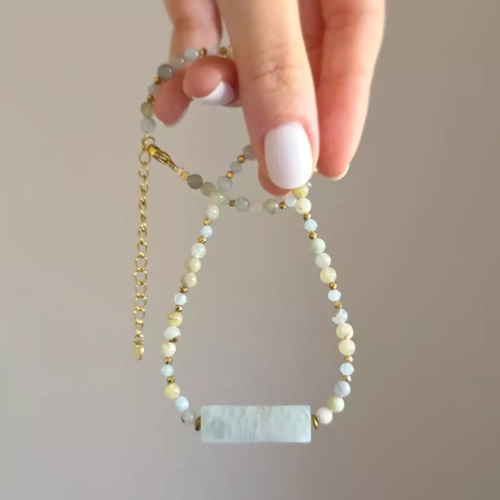 NAW1085 webp Naszyjnik unikat choker akwamaryn i hematyt Magneska biżuteria 3.webp