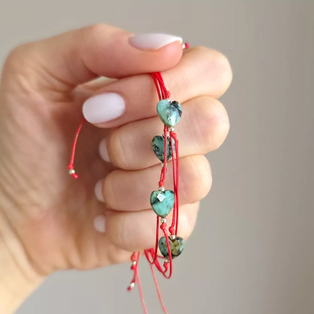 WishYou140 webp WishYouLuck turkus afrykański serce i srebro p.925 bransoletka szczęścia na czerwonym sznurku Magneska biżuteria Zielona Góra 2.webp