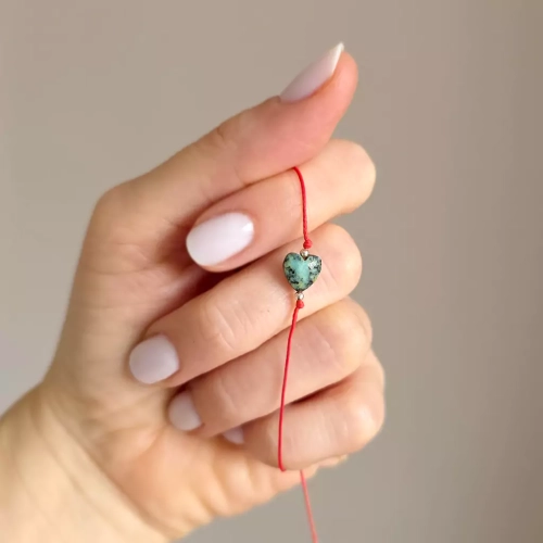 WishYou140 webp WishYouLuck turkus afrykański serce i srebro p.925 bransoletka szczęścia na czerwonym sznurku Magneska biżuteria Zielona Góra 3.webp