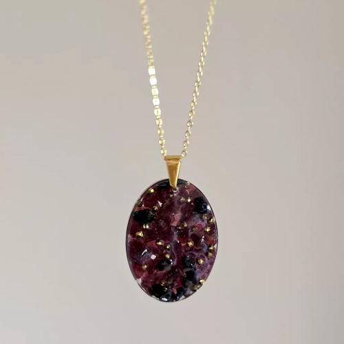 NAW1105 webp Naszyjnik granat, czarny turmalin i hematyt na łańcuszku złota stal chirurgiczna Sparkles unique Magneska biżuteria 2.webp