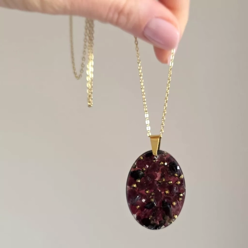 NAW1105 webp Naszyjnik granat, czarny turmalin i hematyt na łańcuszku złota stal chirurgiczna Sparkles unique Magneska biżuteria 3.webp