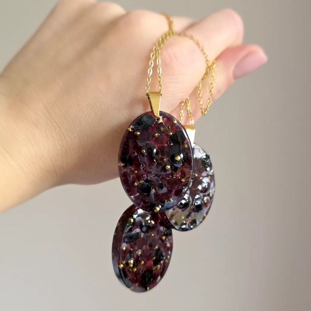 NAW1105 webp Naszyjnik granat, czarny turmalin i hematyt na łańcuszku złota stal chirurgiczna Sparkles unique Magneska biżuteria 4.webp