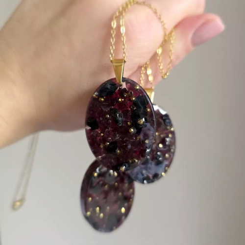 NAW1105 webp Naszyjnik granat, czarny turmalin i hematyt na łańcuszku złota stal chirurgiczna Sparkles unique Magneska biżuteria 5.webp