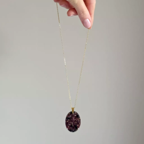 NAW1105 webp Naszyjnik granat, czarny turmalin i hematyt na łańcuszku złota stal chirurgiczna Sparkles unique Magneska biżuteria.webp