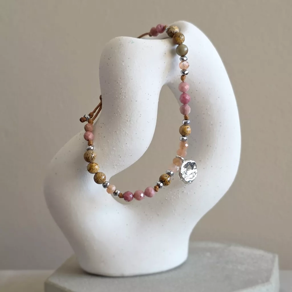 SZN1119 webp SUNSET - księżyc - bransoletka unikat kamień słoneczny, jaspis pejzażowy, rodonit, hematyt i srebro p.925 Magneska 5.webp