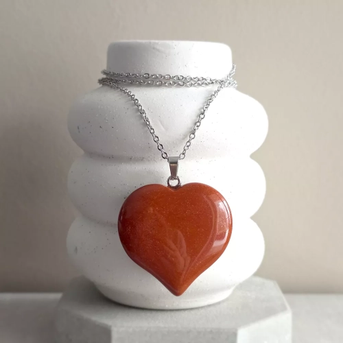 NAW1136 webo Naszyjnik unikat jaspis czerwony serce stal chirurgiczna Magneska.webp