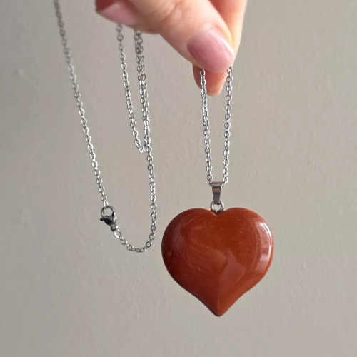 NAW1136 webo Naszyjnik unikat jaspis czerwony serce stal chirurgiczna Magneska 2.webp
