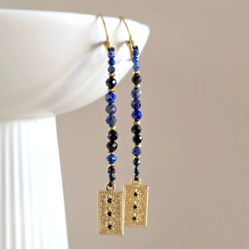 KST811 webp Kolczyki wiszące unikaty czarny turmalin, lapis lazuli, hematyt i złota stal chirurgiczna v.3 Magneska 3.webp