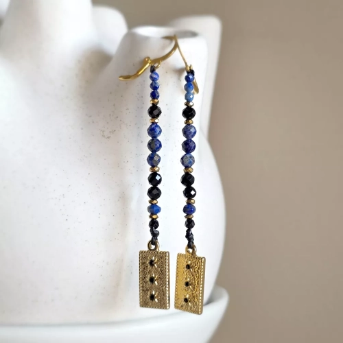 KST811 webp Kolczyki wiszące unikaty czarny turmalin, lapis lazuli, hematyt i złota stal chirurgiczna v.3 Magneska 2.webp